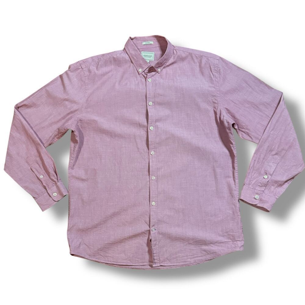 Frank & Oak Button Down Shirt Mens Winston Pink Long Sleeve 100% Cotton Size XL